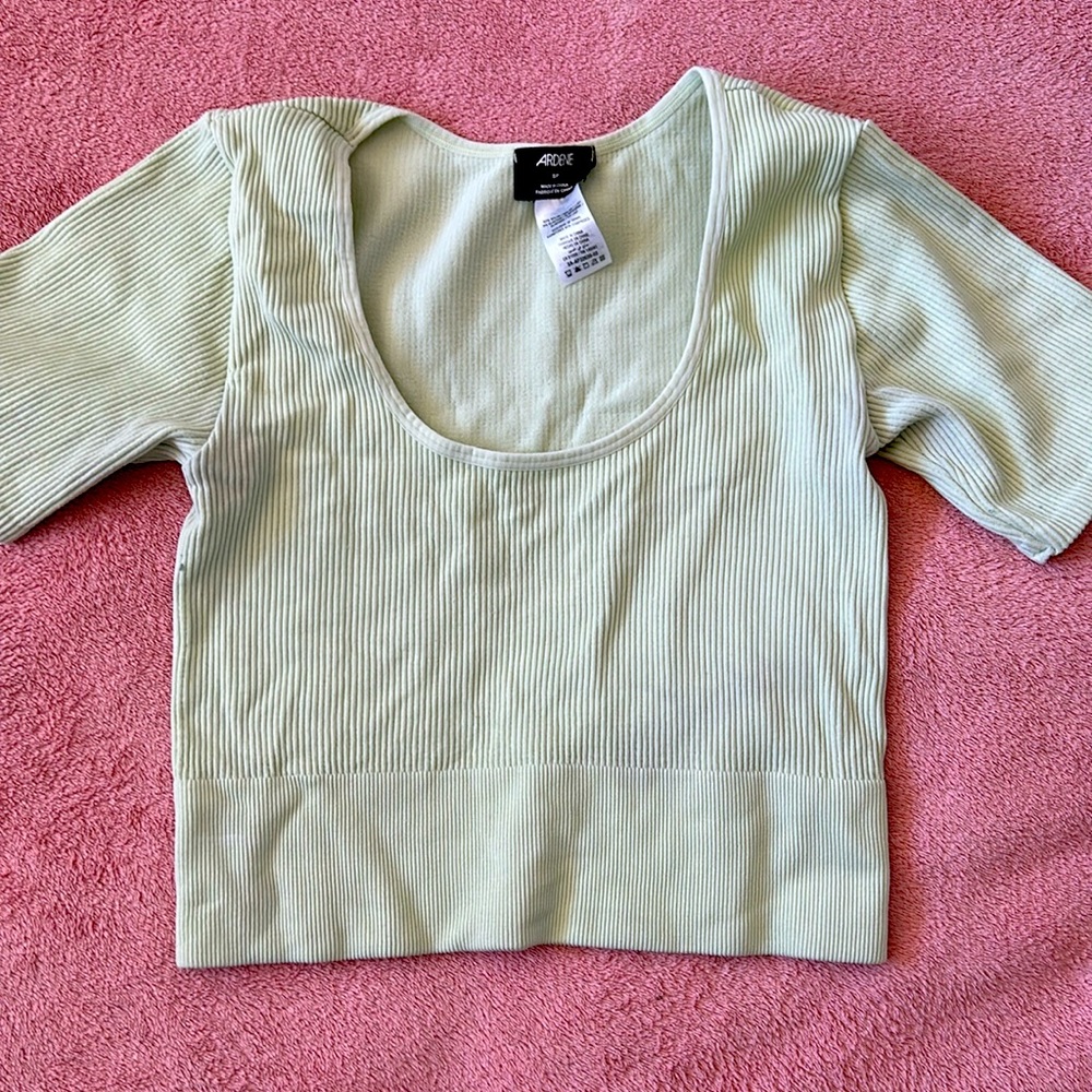 Light Green Ribbed Cropped Top